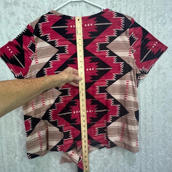 Lauren Ralph Lauren Aztec Top Front Waist Tie Top Sleeve Sz 2X Southwestern - Picture 12 of 14